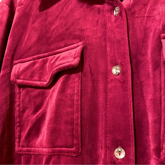 Cable & Gauge Magenta Velvet Button-Up - Picture 7 of 8